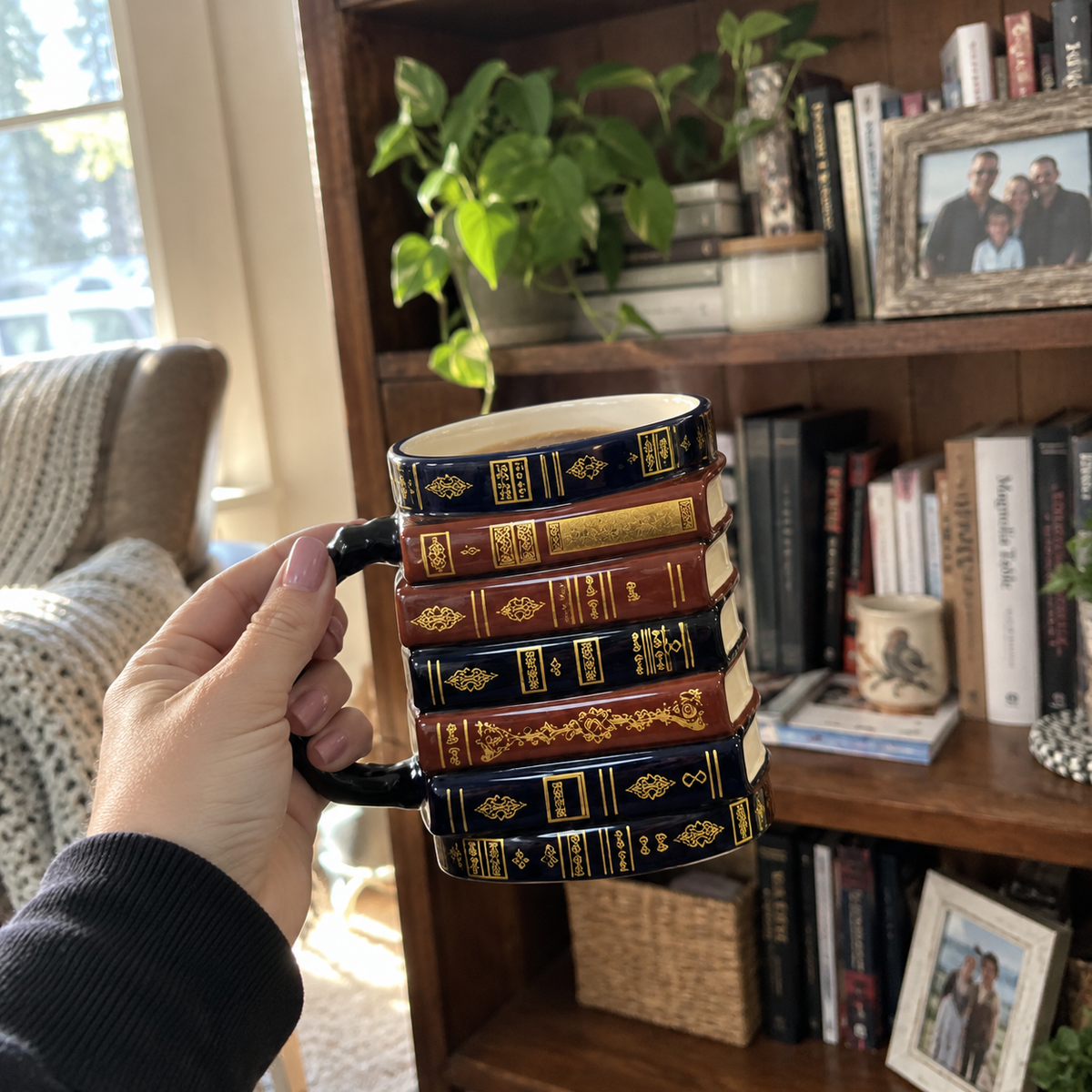 📚Vintage Book Stack Mug – Cozy Ceramic Gift for Book Lovers