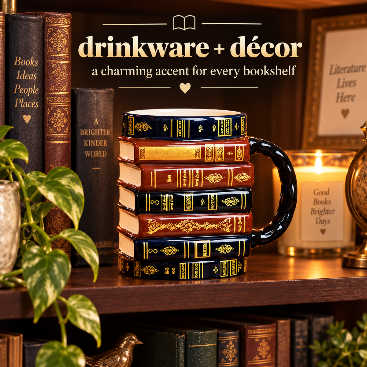 📚Vintage Book Stack Mug – Cozy Ceramic Gift for Book Lovers