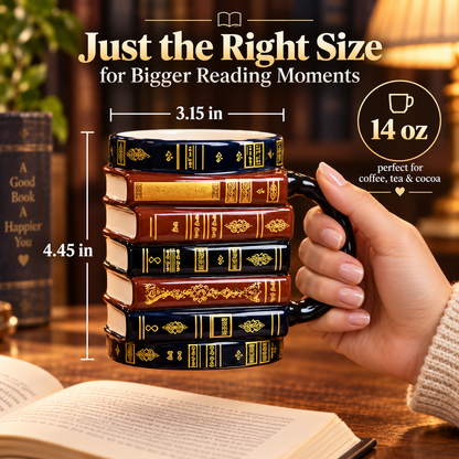 📚Vintage Book Stack Mug – Cozy Ceramic Gift for Book Lovers
