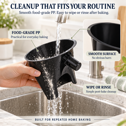 🥣 Mess-free Stand Mixer Flour Funnel – Wide-mouth Ingredient Pouring Guide
