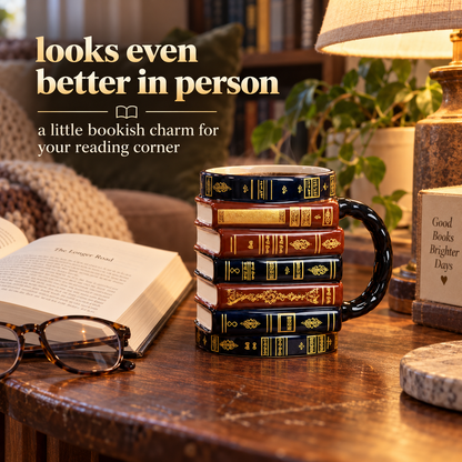📚Vintage Book Stack Mug – Cozy Ceramic Gift for Book Lovers