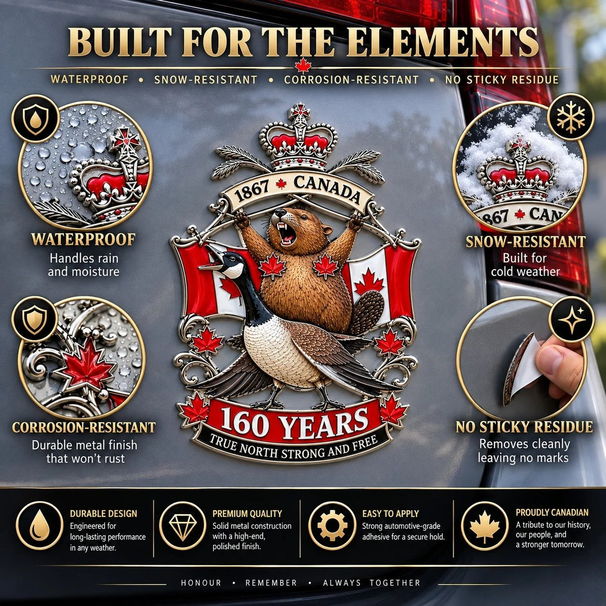 🔥LAST DAY 50% OFF - 🍁Canada 160th Anniversary “True North Strong and Free” Tribute Metal Car Emblem